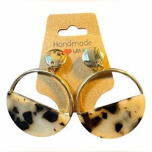 C&C California Faux Tortoise Gold Tone Hoop Dangle Earrings